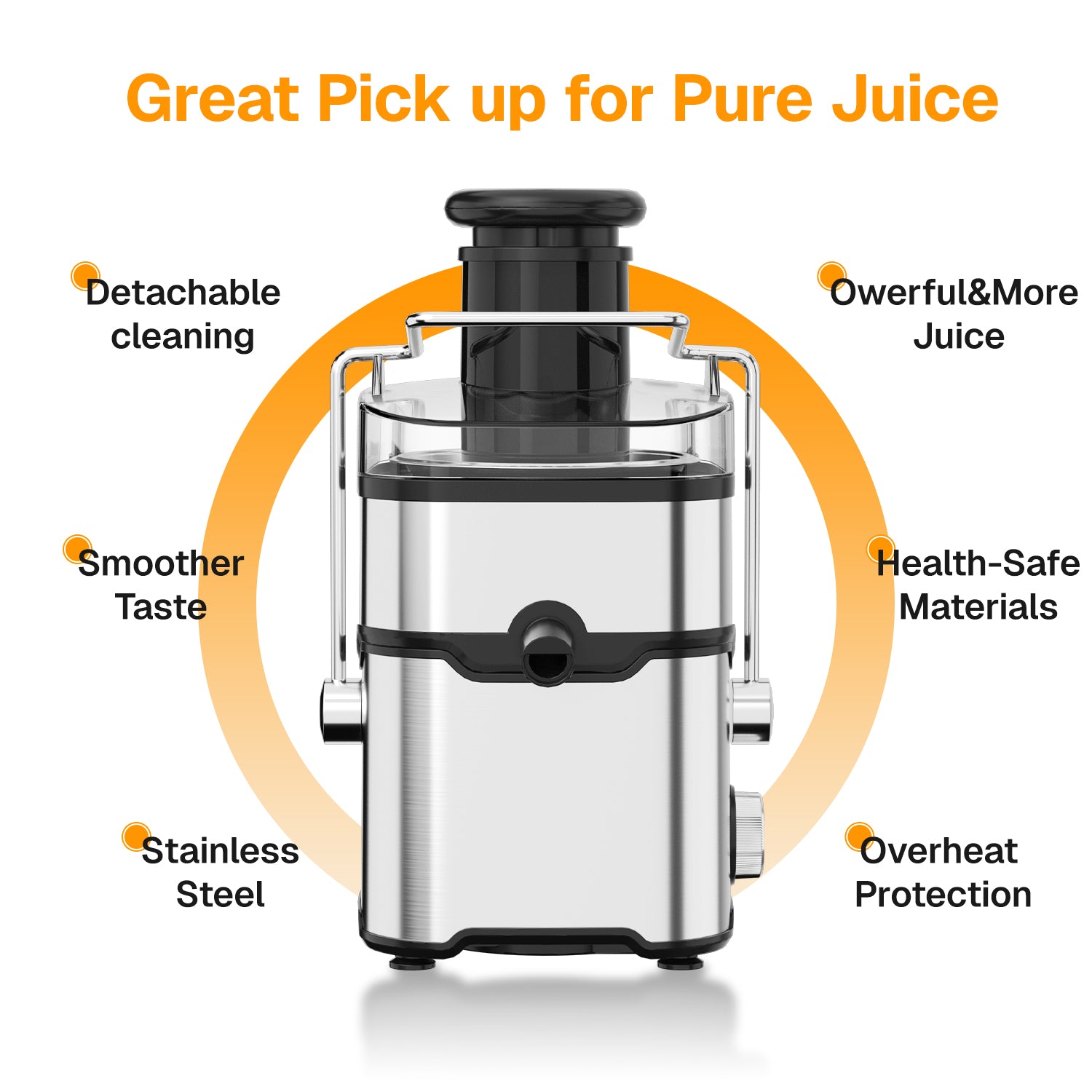 Juicer Machines, 400W Juice Extractor with 2 Speeds,Centrifugal Juicer with 2.6" Wide Feed Chute for Vegetable&Fruit HBN - BN-LINK