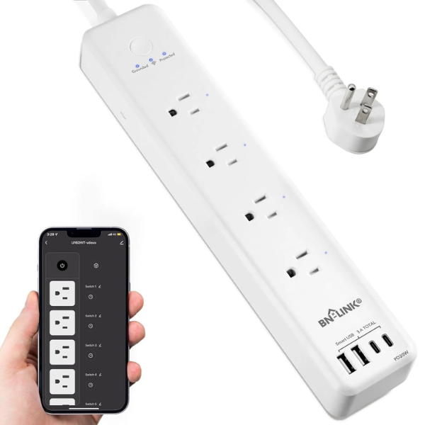 BN LINK Smart Plug Power Strip,Surge Protector con 4 Tomas Inteligentes Individualmente BN LINK Smart Plug Power Strip,Surge Protector con 4 Tomas Inteligentes Individualmente