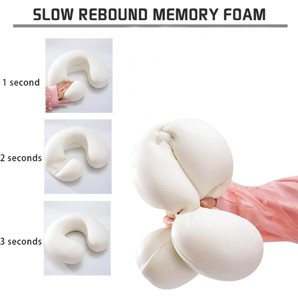 Memory Foam Travel Neck Pillow with Attachable Snap Strap Soft Washable Cover Bn-link - BN-LINK