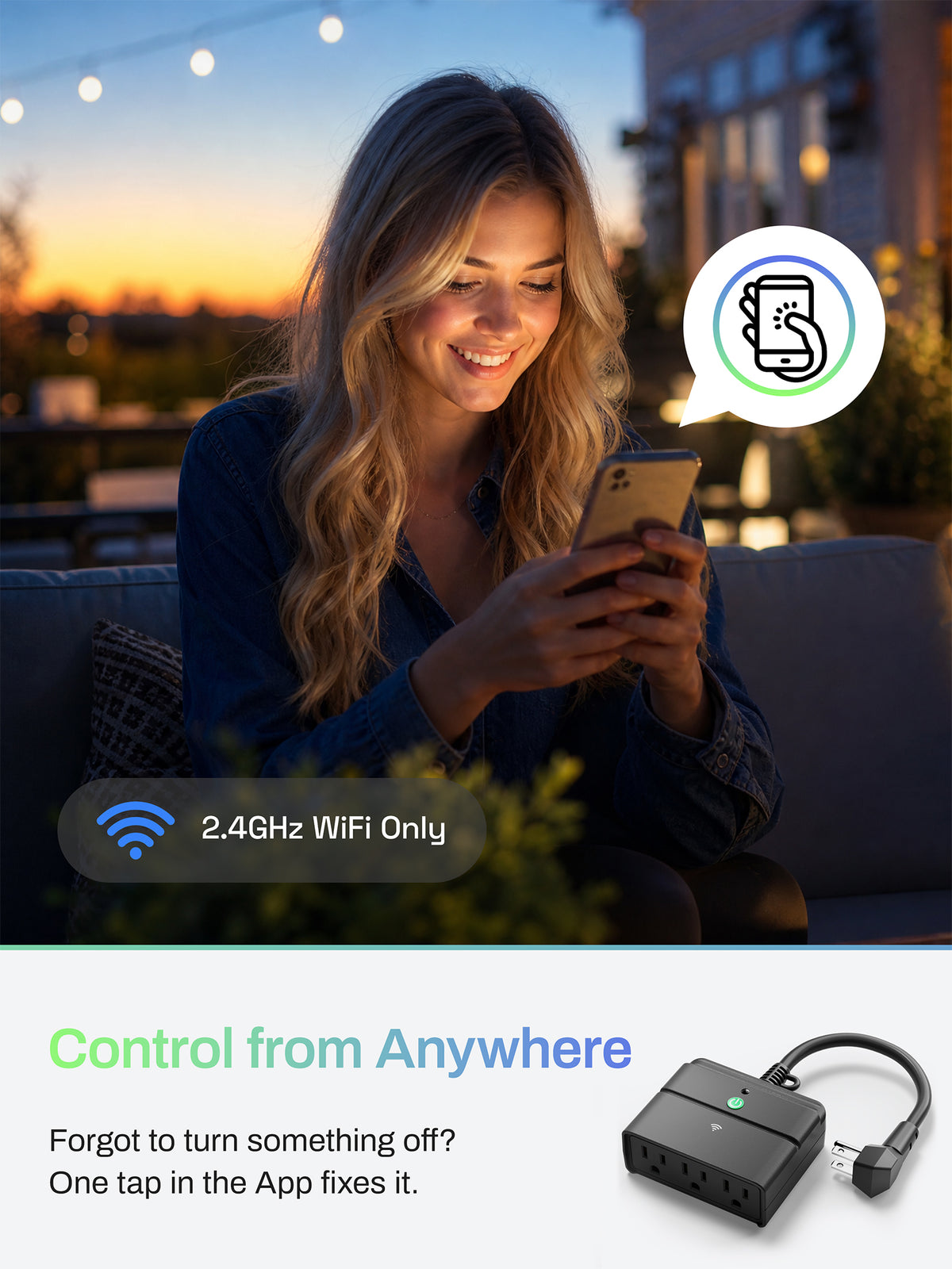 Outdoor Smart Wi-Fi Outlet with 3 Sockets (Individually controlled) Compatible with Alexa and Google Home