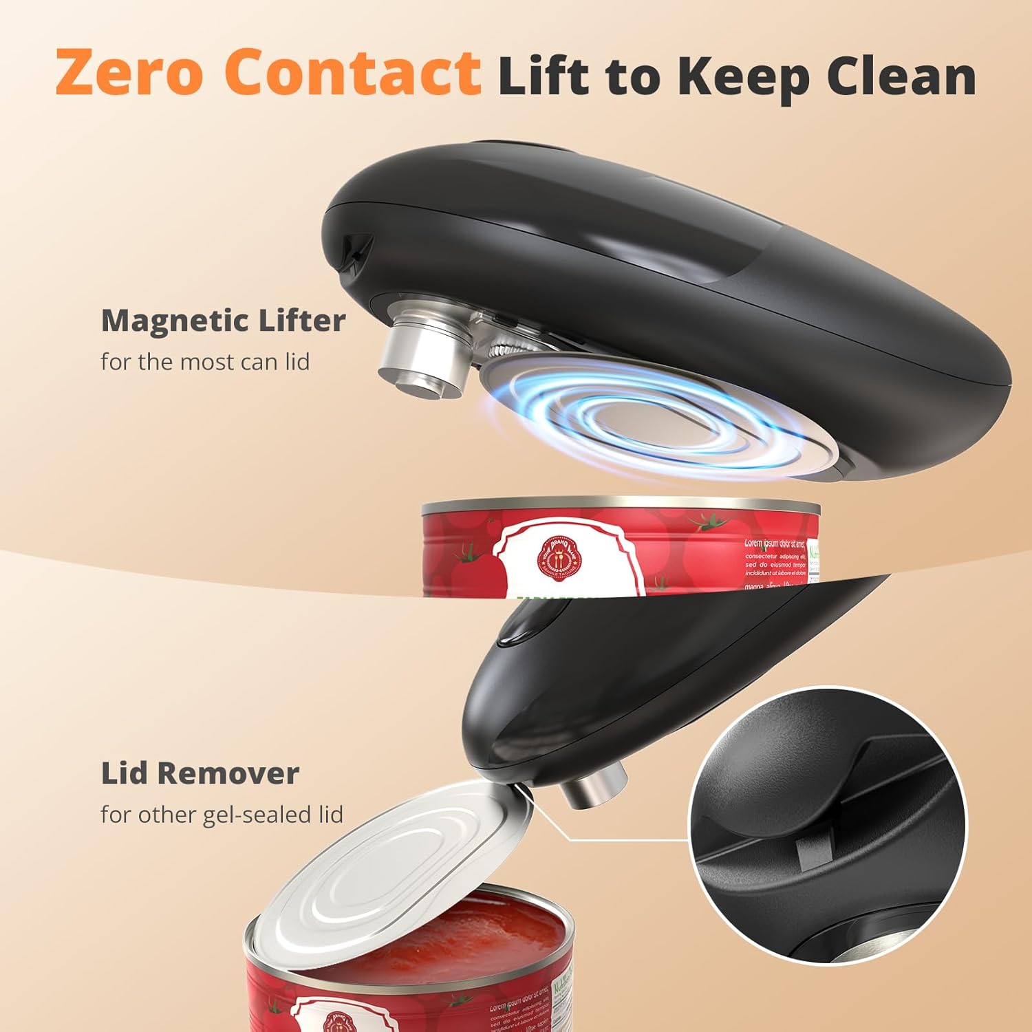 Electric Can Opener, One Touch Automatic Kitchen Can Opener for Seniors with Arthritis, Hands Free & Smooth Edge, Battery Operated, for Any Size Can Bn-link