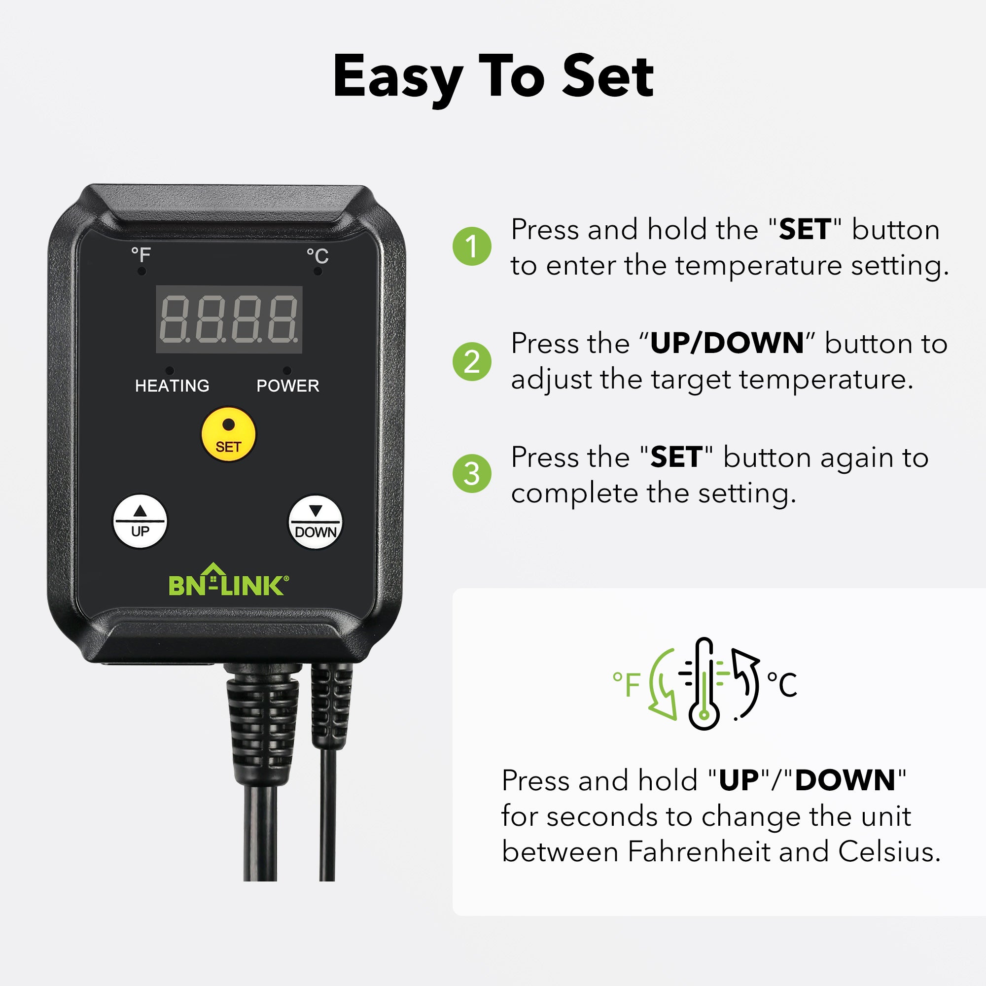 Digital Heat Mat Thermostat Controller 40-108°F BN-LINK - BN-LINK