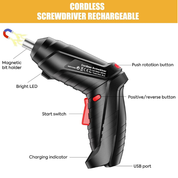 USB Rechargeable Electric Cordless Screwdriver Set Bn-link - BN-LINK