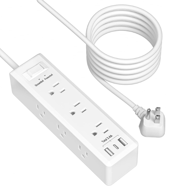 Fast Charging 9 Outlets Surge Protector Flat Plug Power Strip 5FT Extension Cord Bn-link