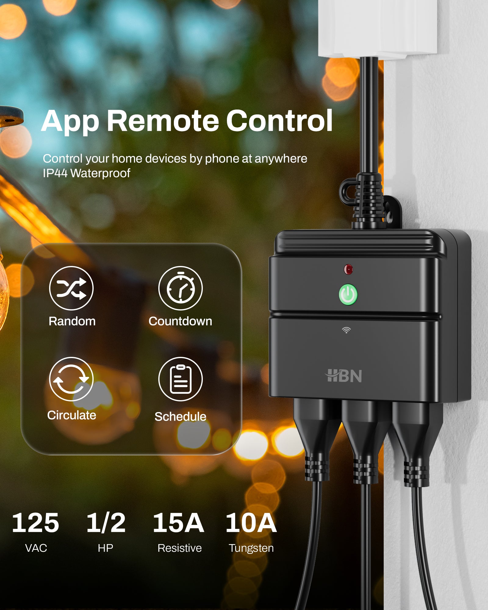 Outdoor Smart Wi-Fi Plug Outlet with 3 Sockets Compatible Function BN-LINK - BN-LINK