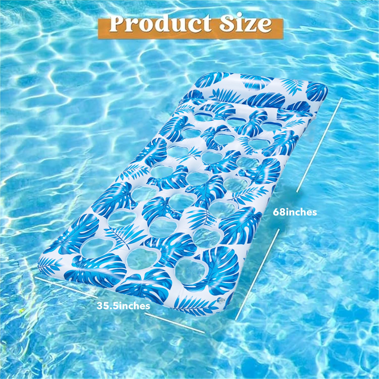 Inflatable Pool Floats Lounger, Water Floats Raft Chair with Cup Holders & Backrest, Beach Pool Party Toys for Adults Bn-link
