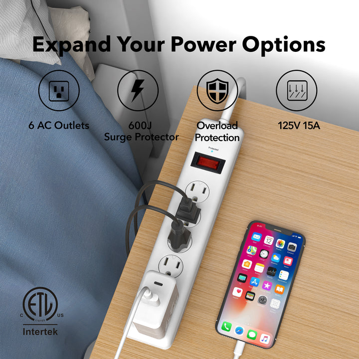6-Outlet Power Strip Surge Protector 2-Pack with 10-Foot Extension Cord Bn-link - BN-LINK