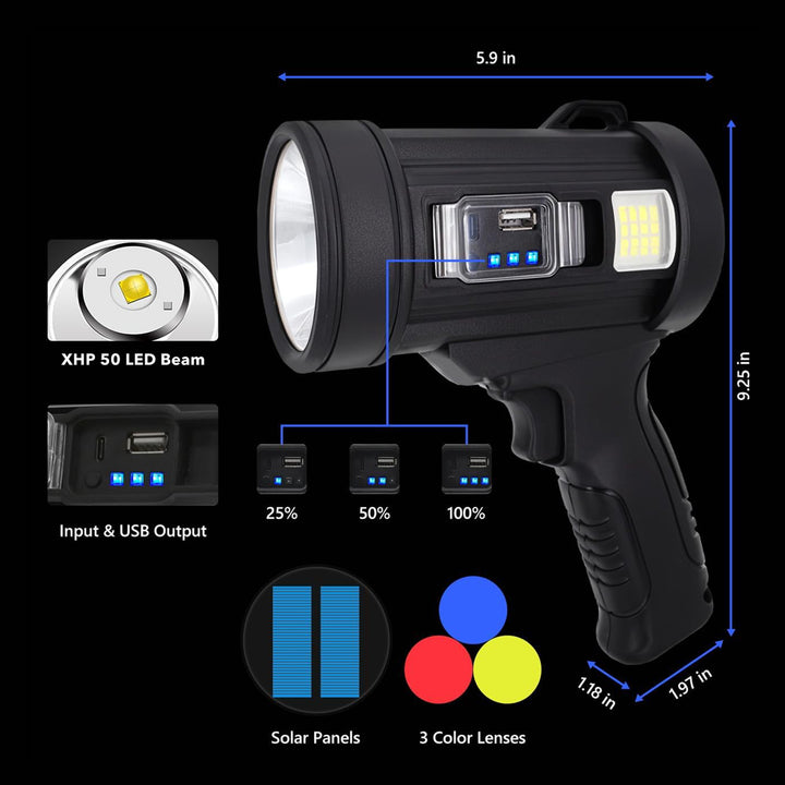 Super Bright Led Outdoor Rechargeable Handheld Spotlight Hunting Flashlight Bn-link - BN-LINK