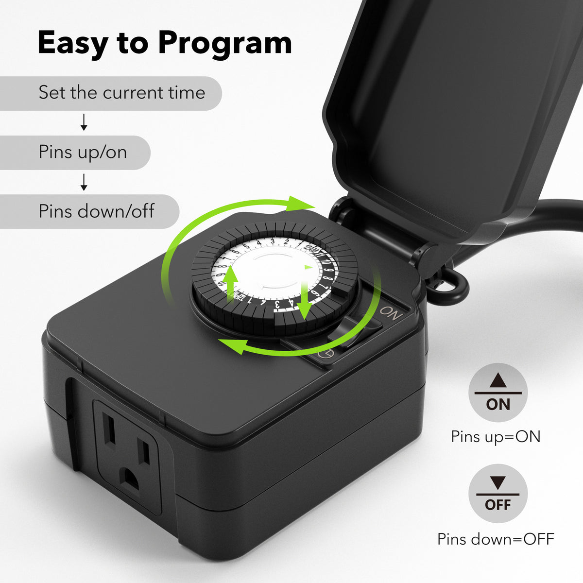 Light Bimer Outside Light Timer Home 24 Hour Mechanical Waterproof Outdoor Timer