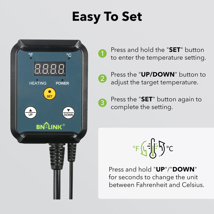 Digital Heat Mat Thermostat Controller 40-108°F BN-LINK - BN-LINK