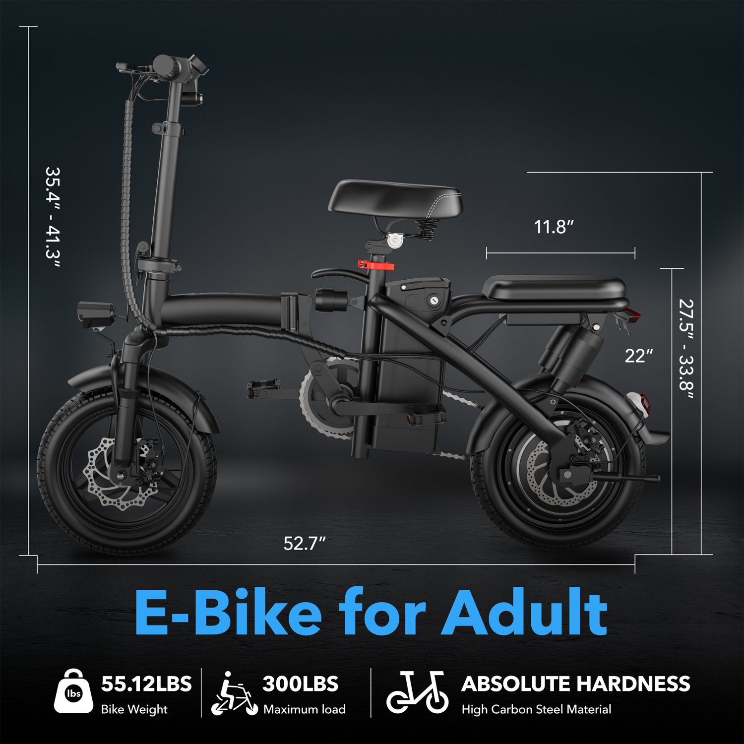 Foldable Electric Bike for Adults, 500W Motor up to 20 MPH, 25 Miles Range, 48V Removable Lithium Battery, Dual Shock Absorption, 14" Tires, Compact Commuter Mini E-Bike44