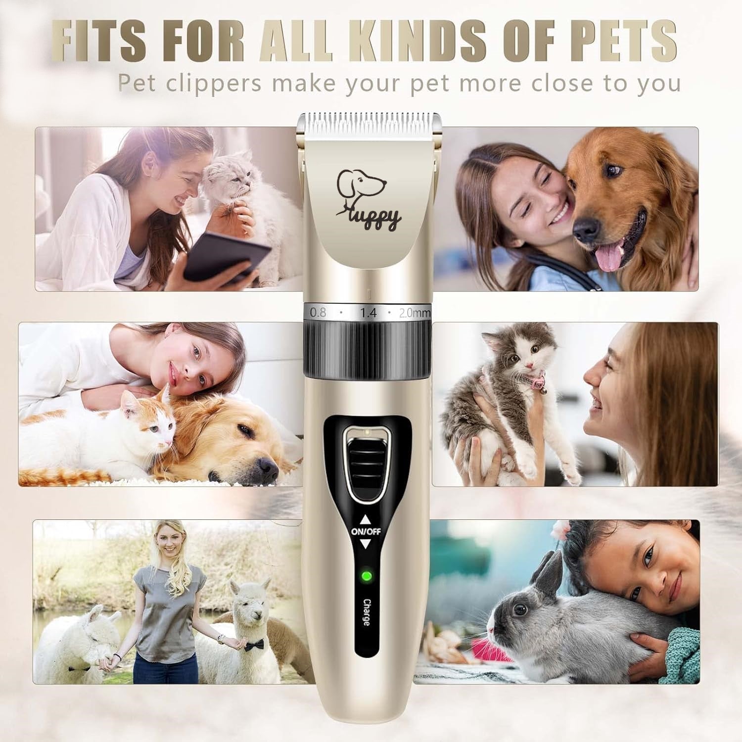 Rechargeable Electric Dog Grooming Kit Clippers Low Noise Pet Clippers Trimmers Set Bn-link - BN-LINK