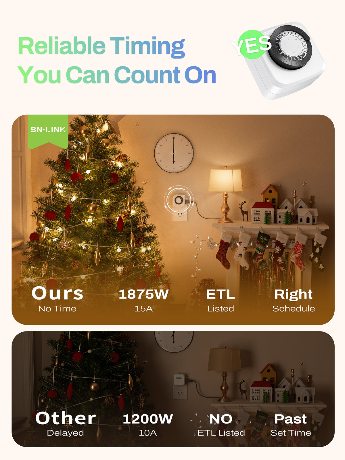 Mini Indoor 24-Hour Mechanical Outlet Timer BN-LINK - BN-LINK