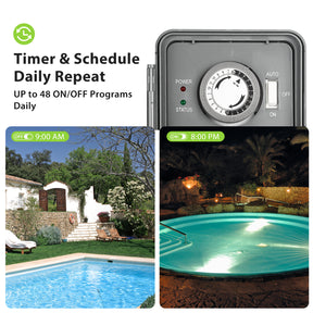 24 Hour Programmable Pool Pump Timer Heavy Duty Outdoor Mechanical Tim