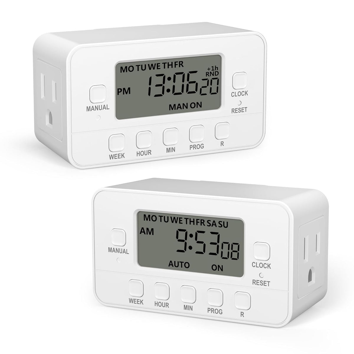 Dual Led Timer Display 7-Day Heavy Duty Digital Timer with Dual Outlet LCD Display 3-Prong BN