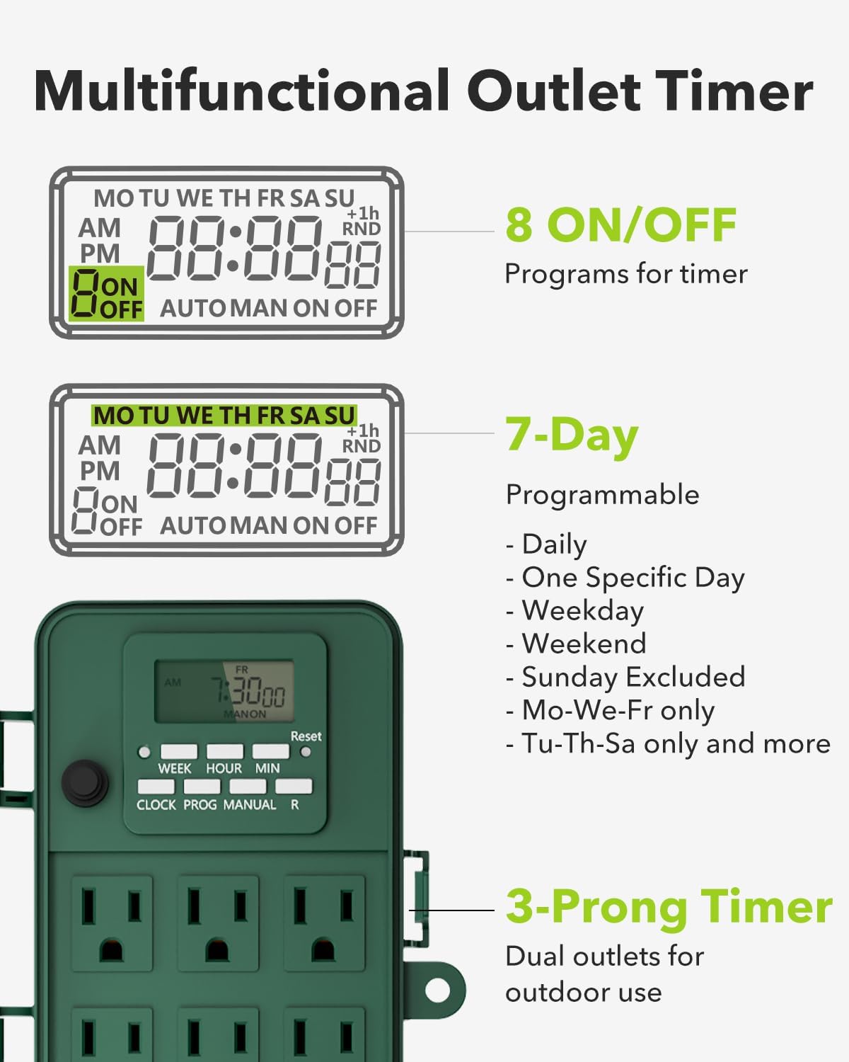 7 Day Heavy Duty Outdoor Digital Stake Timer 6 Outlets BN-LINK - BN-LINK