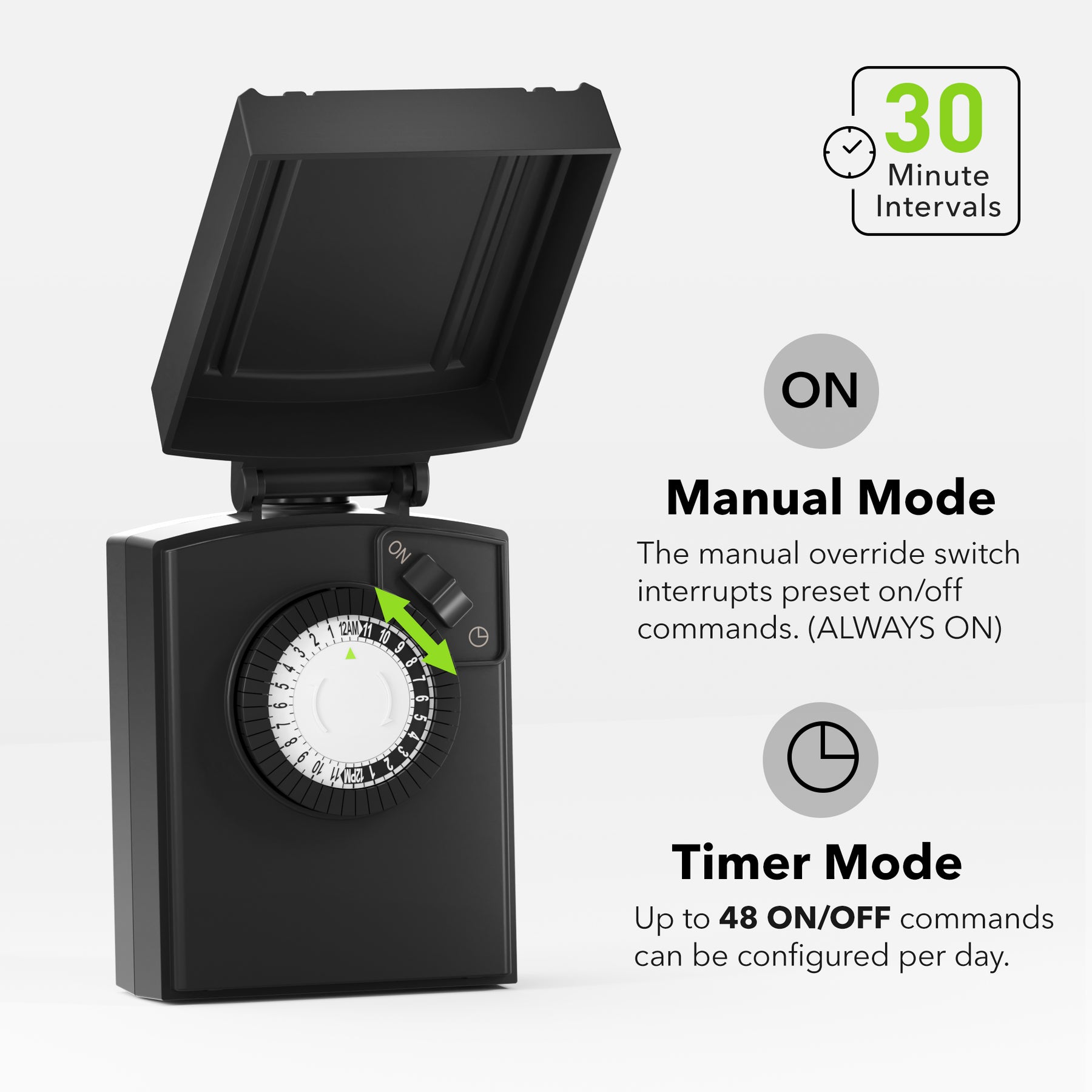 30 Min Outdoor Mechanical 24 Hour Programmable Dual Outlet Timer BN-LI