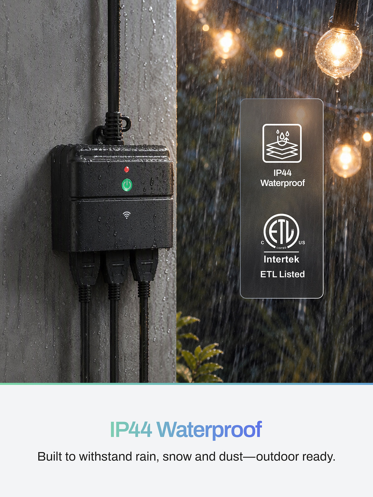 Outdoor Smart Wi-Fi Outlet with 3 Sockets (Individually controlled) Compatible with Alexa and Google Home