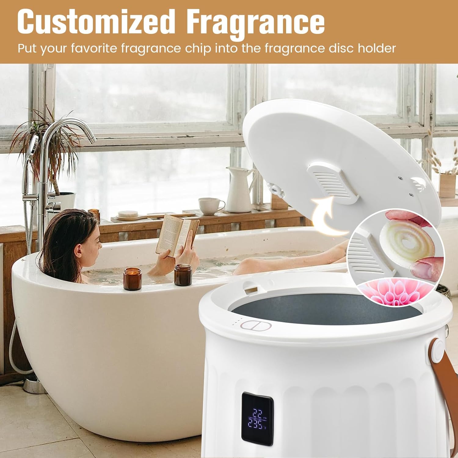 Tower Warmer, 20L Large Hot Towel Warmers Bucket with LED Display, Auto Shut Off, Child Lock, Heat Timer 15/30/45/60 Min Adjustable, for Hot Tub, Bathroom, Spa, White