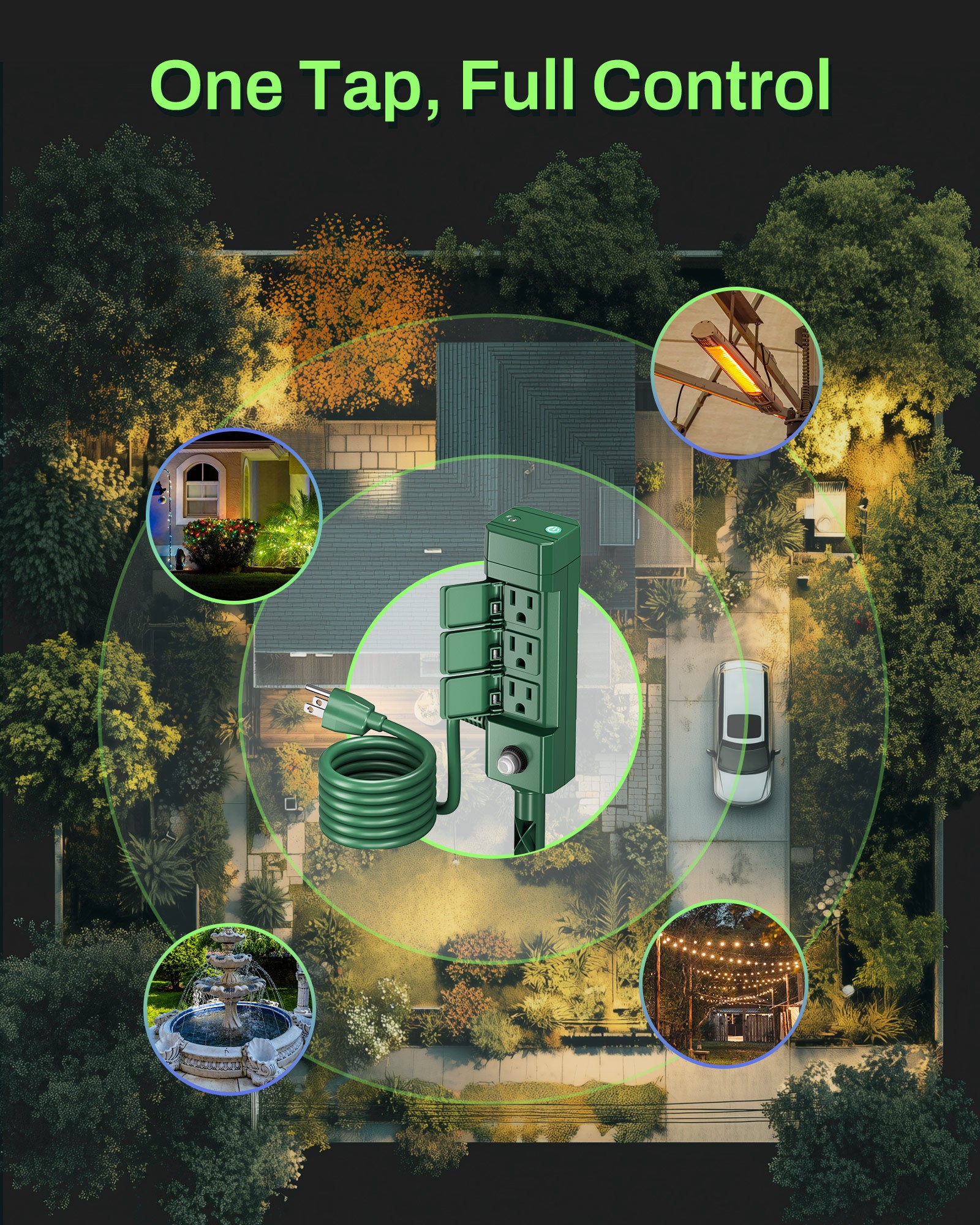 Outdoor Smart WiFi Timer Outlet Heavy Duty Yard Stake Compatible Function HBN