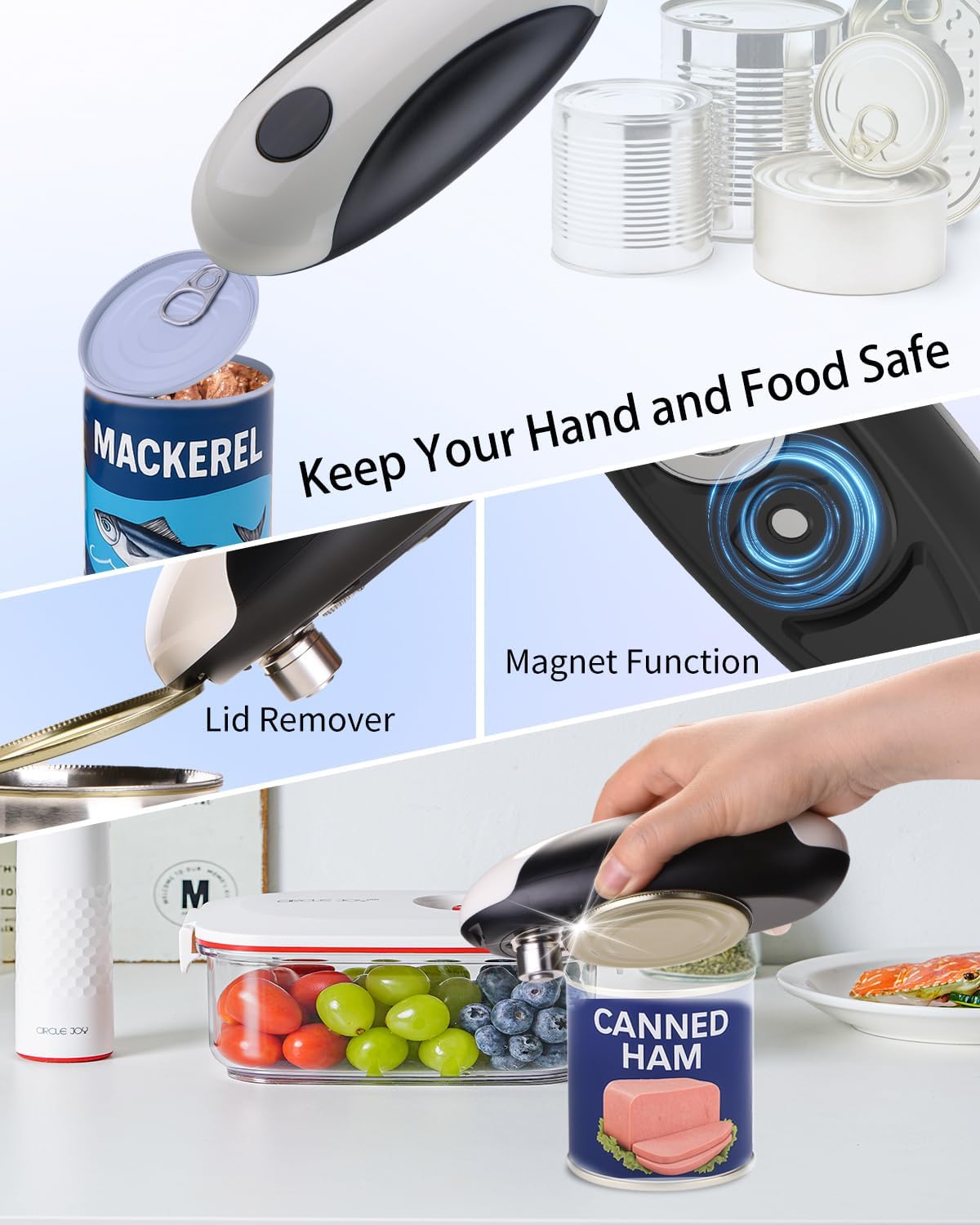 Rechargeable Electric Can Opener, One Touch Automatic Can Opener for Kitchen and Seniors with Arthritis, Smooth Edge & Handsfree, Ultra-Compact Opener Fits All Can Sizes Bn-link