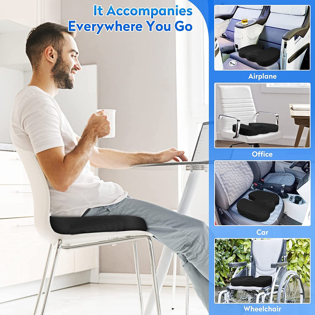 Pillow Seat Cushion Gel Butt Support Cushion, Memory Foam Desk Chair Pad  Back