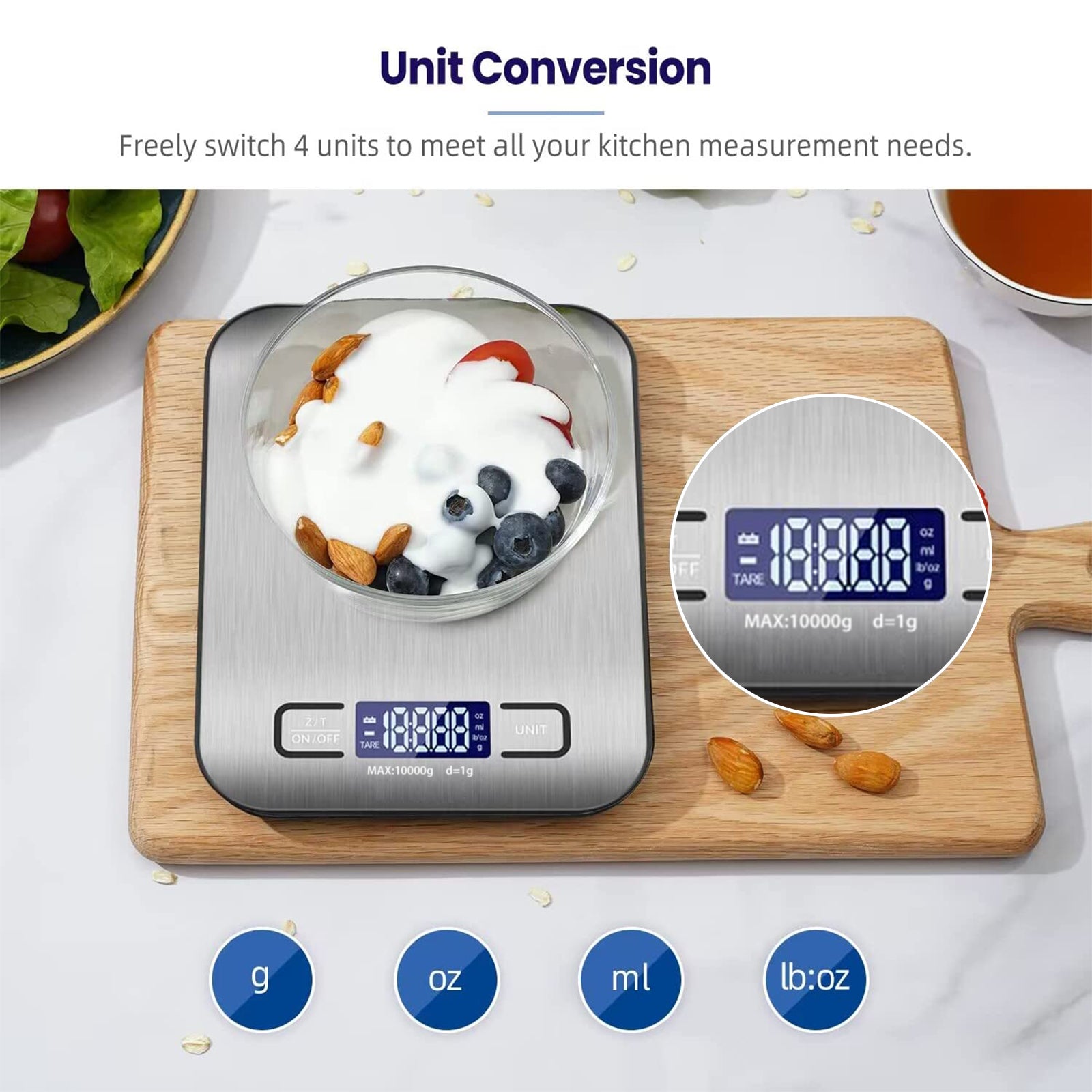 Digital Food Scale 22lb Kitchen Scales Grams and Ounces for Weight Loss Bn-link - BN-LINK