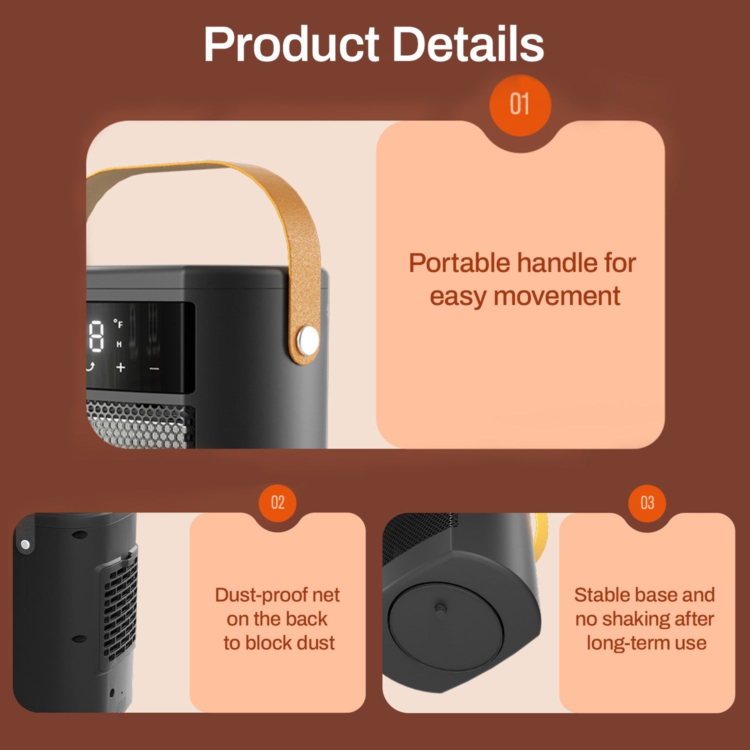 Oscillating Space Heater with Remote, 1500W Portable Electric Space Heater with Thermostat & Timer, Indoor Small Heater with Heating and Fan Modes for Bedroom, Office and Indoor Bn-link