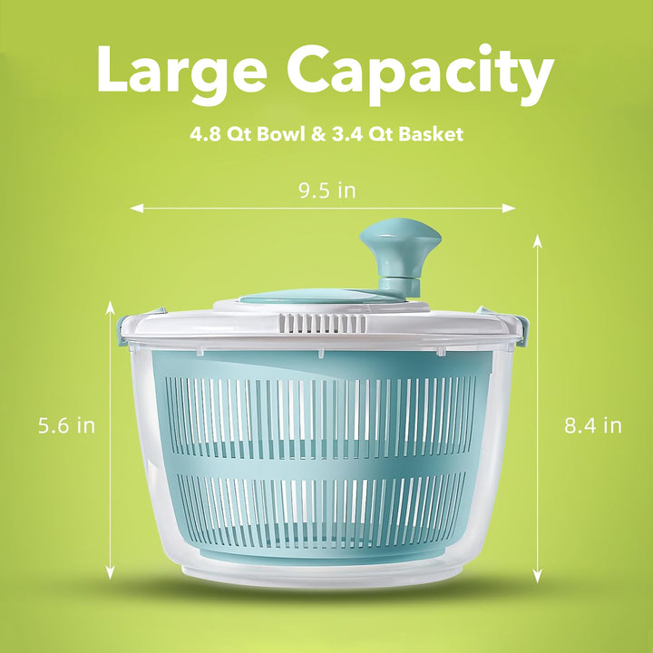 4.8 Quart Durable Multi-Use Lettuce and Fruit Washer Spinner& Dryer Salad Spinner Bn-link - BN-LINK