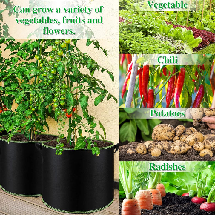 5-Pack 10 Gallon Grow Bags with Handles Thickened Nonwoven Fabric Pots Bn-link - BN-LINK