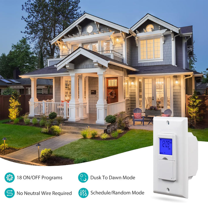 7 Day Programmable Astronomical InWall Timer Switch No Neutral Wire R BNLINK