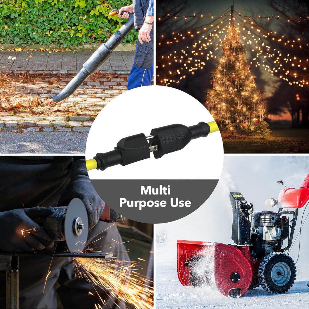 10ft Waterproof Outdoor Extension Cord 12/3 SJTW Heavy Duty Power Yellow Cord Bn-link - BN-LINK