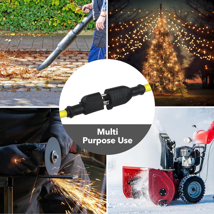 10ft Waterproof Outdoor Extension Cord 12/3 SJTW Heavy Duty Power Yellow Cord Bn-link - BN-LINK