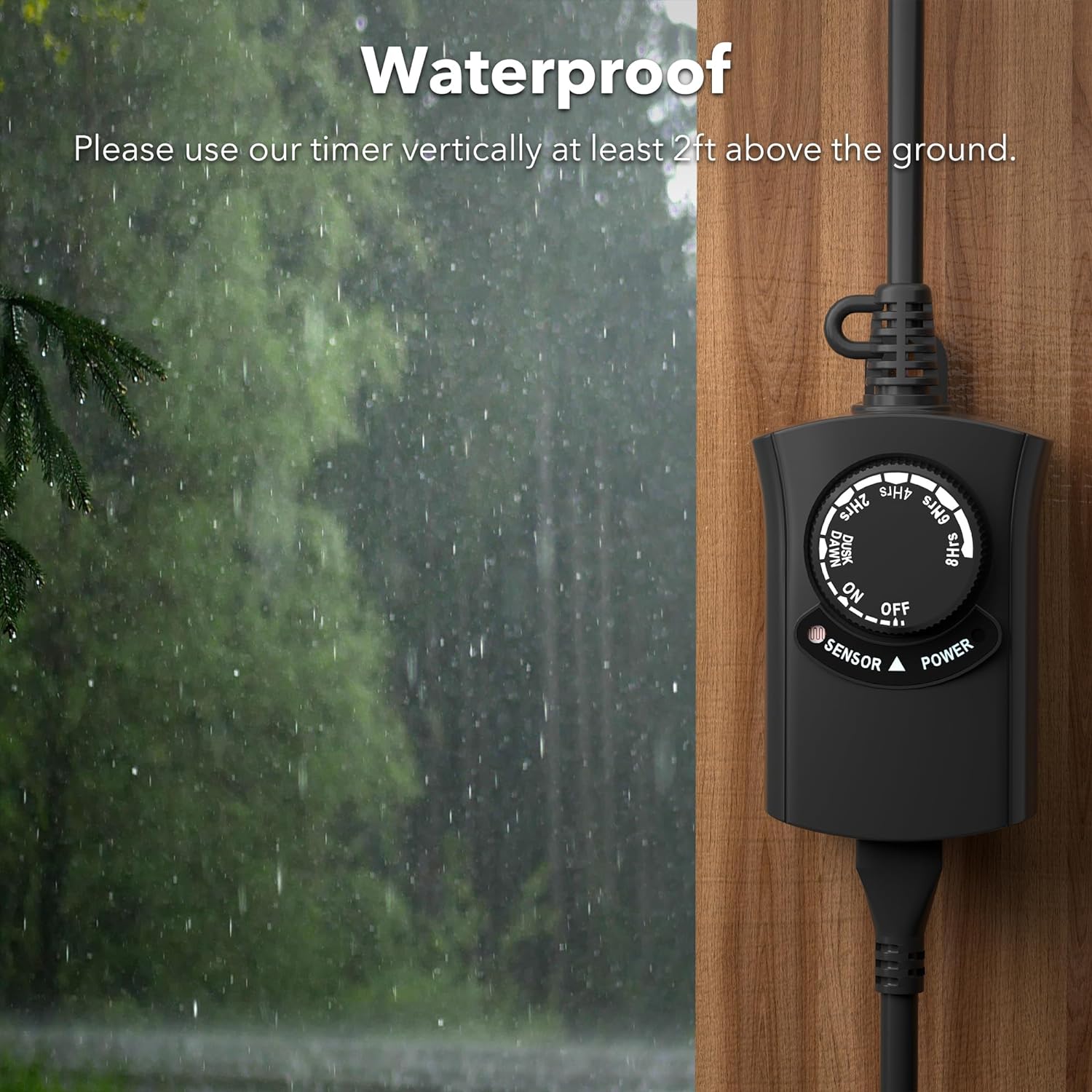 Outdoor Photocell Light Timer Waterproof Dusk to Dawn Sensor 1 Timer Outlet 2/4/6/8 Countdown HBN - BN-LINK