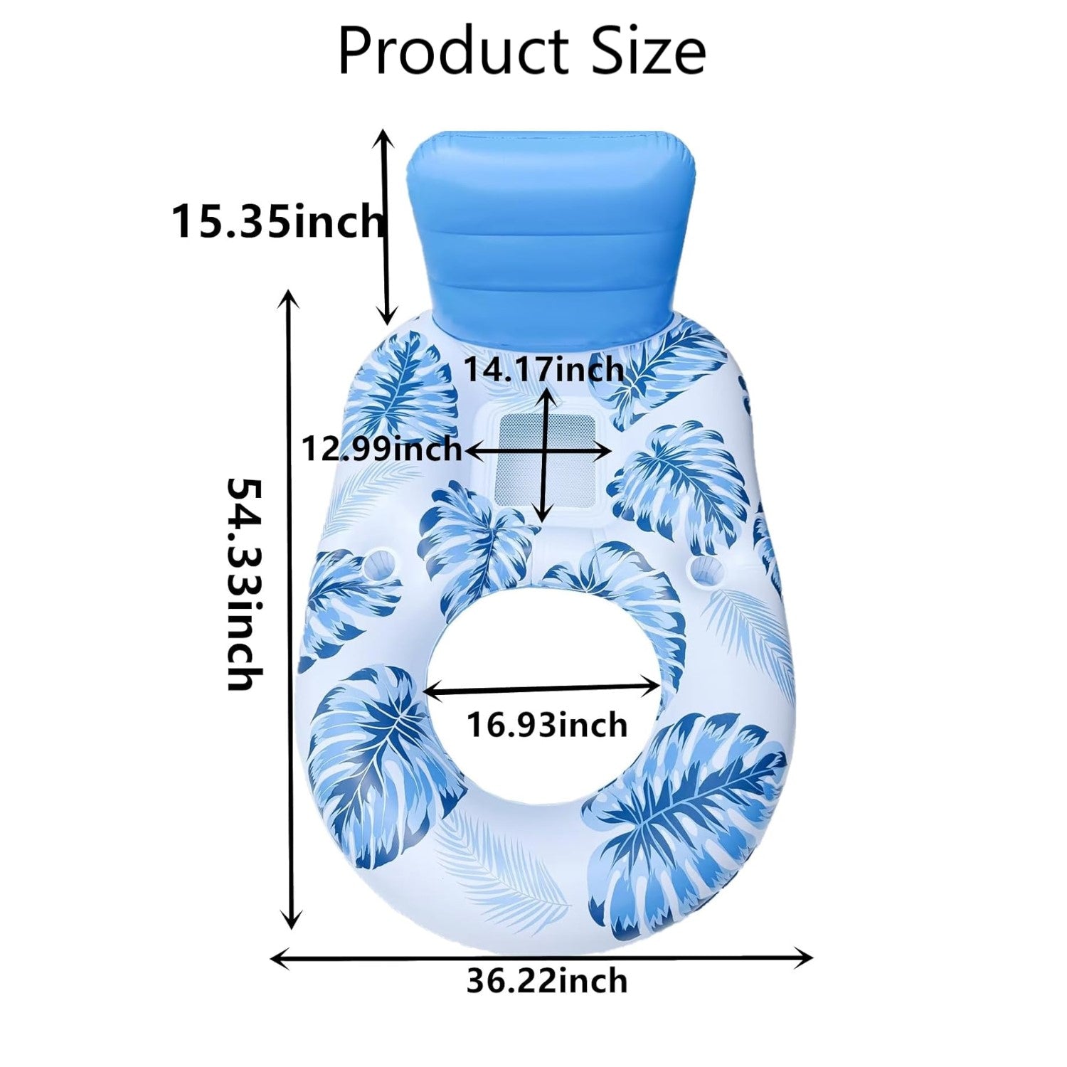 Inflatable Pool Floats Lounger, Water Floats Raft Chair with Cup Holders & Backrest, Beach Pool Party Toys for Adults Bn-link
