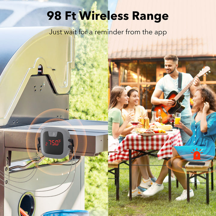 Bluetooth Meat Grill Thermometer with 4 Probes with Alarm & Timer HBN - BN-LINK