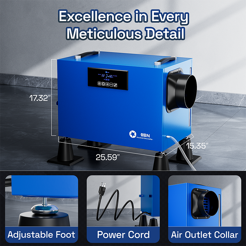 HBN 127 Pints Commercial Dehumidifier for Basement with Pump and Drain hose，Crawl Space Dehumidifier Up to 6000 sq ft,Auto Defrost, Memory Starting