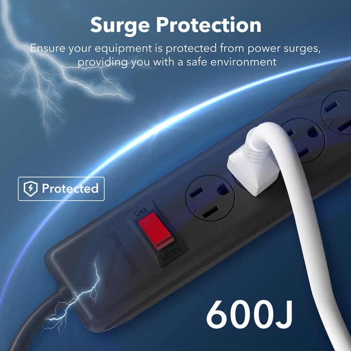 6-Outlet Power Strip Surge Protector 2-Pack with 4-Foot Extension Cord Bn-link - BN-LINK