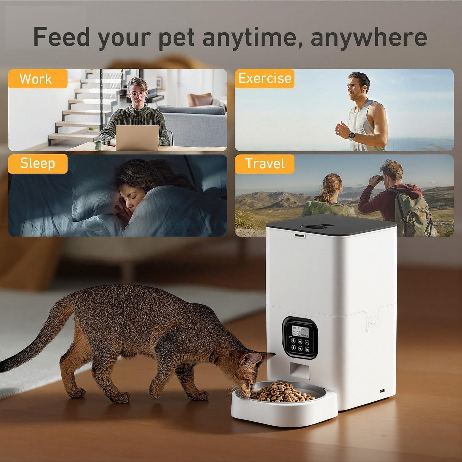 Automatic Cat Feeder 4L, Timed Cat Food Dispenser, 4L Automatic Cat Food Dispenser for Small Pets Indoor Bn-link