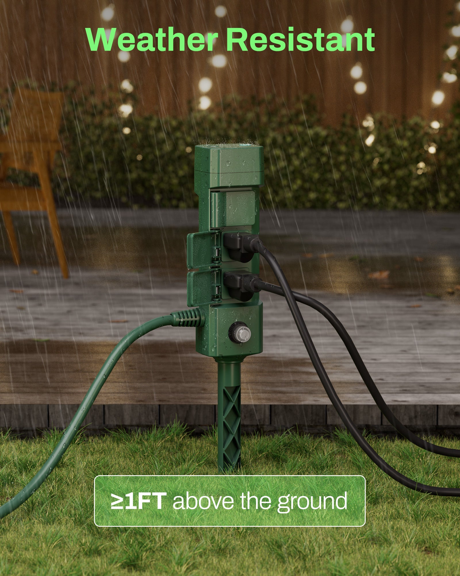 Outdoor Smart WiFi Timer Outlet Heavy Duty Yard Stake Compatible Function HBN