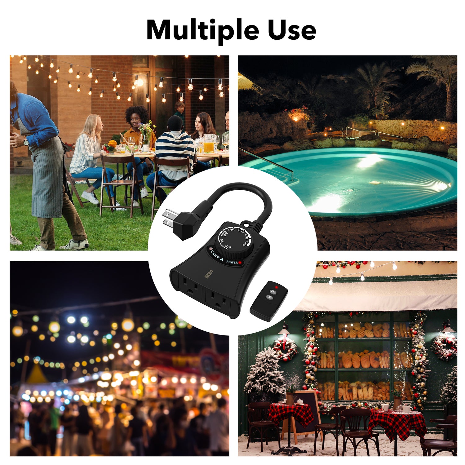 Outdoor Photocell Light Timer Waterproof Dusk to Dawn Light Sensor Tim