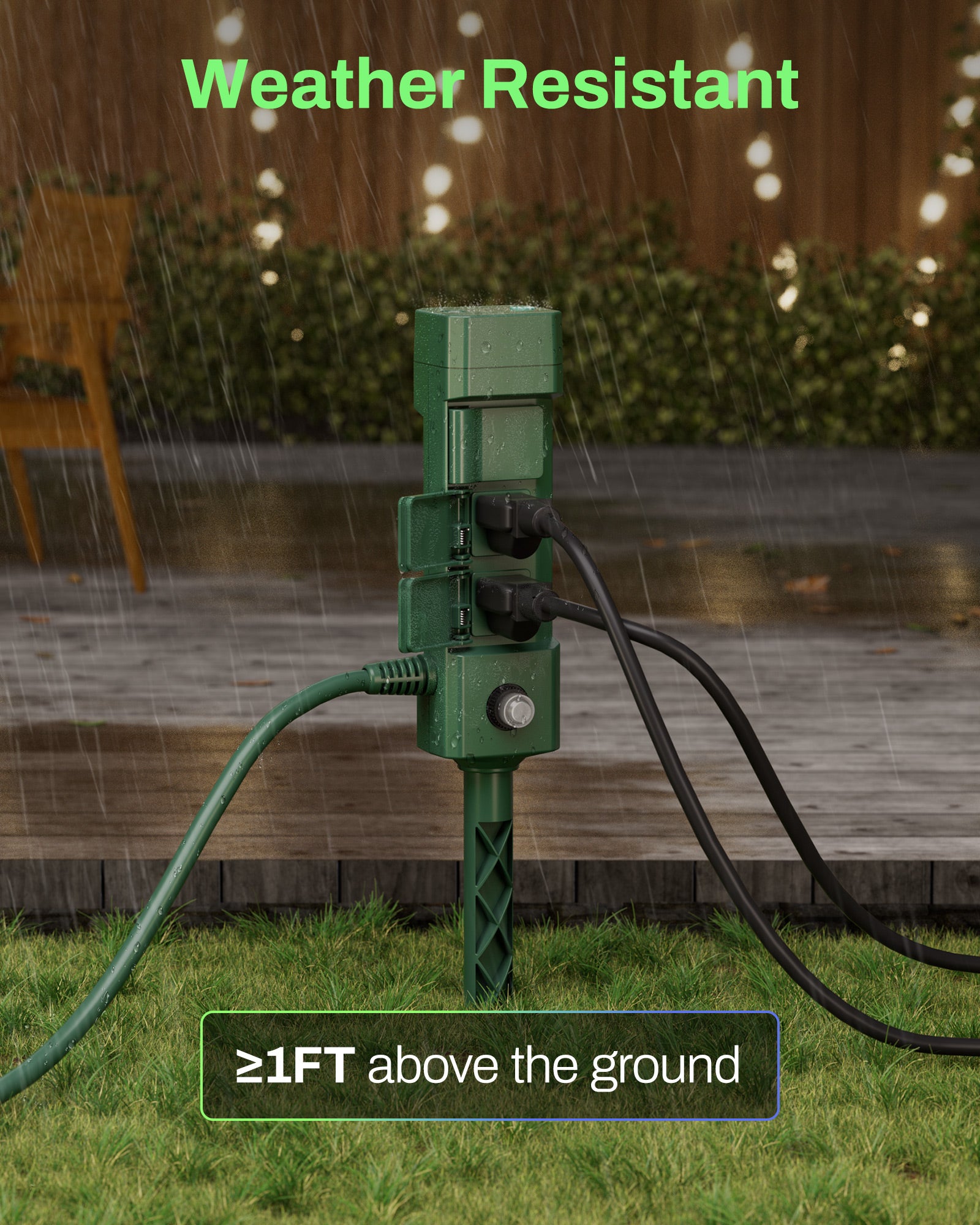 Outdoor Smart WiFi Timer Outlet Heavy Duty Yard Stake Compatible Function HBN