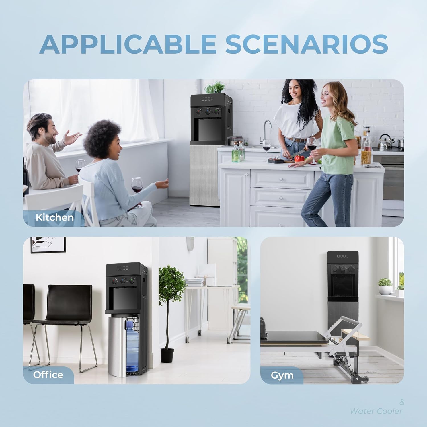 3 Temperature Bottom Load Water Cooler Dispenser with Lack Water Alert Low Noise Bn-link
