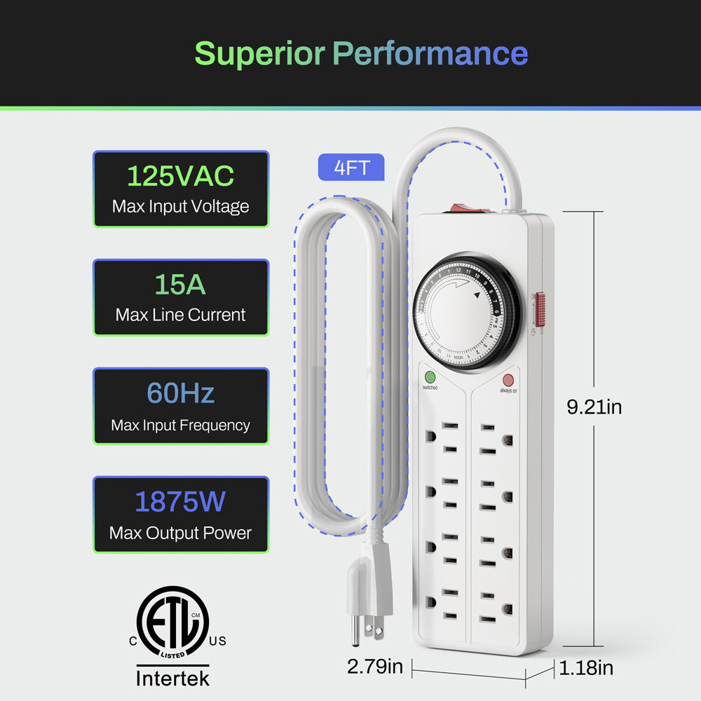 Surge Protector with 8 Strip Outlets & Timer BN-LINK