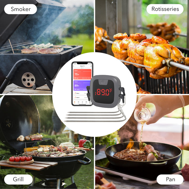 Bluetooth Meat Grill Thermometer with 4 Probes with Alarm & Timer HBN - BN-LINK