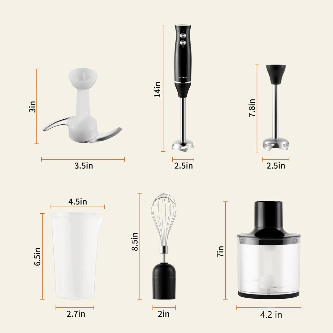 4-in-1 Immersion Hand Blender Electric 2-Speed, 500W Hand Mixer Bn-link - BN-LINK