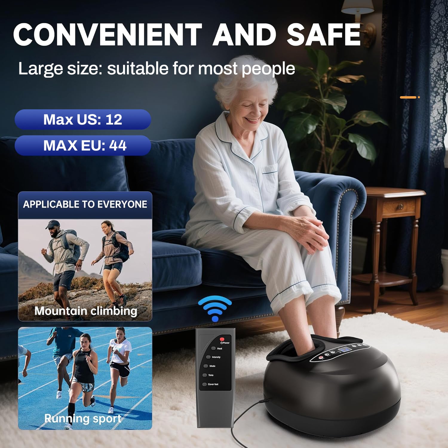 Foot Massager Machine with Heat & 5 Deep-Kneading Modes, 5 Massage Levels & Timer, Remote Control Deep Kneading Machine for Plantar Fasciitis, for Home and Office Use Bn-link