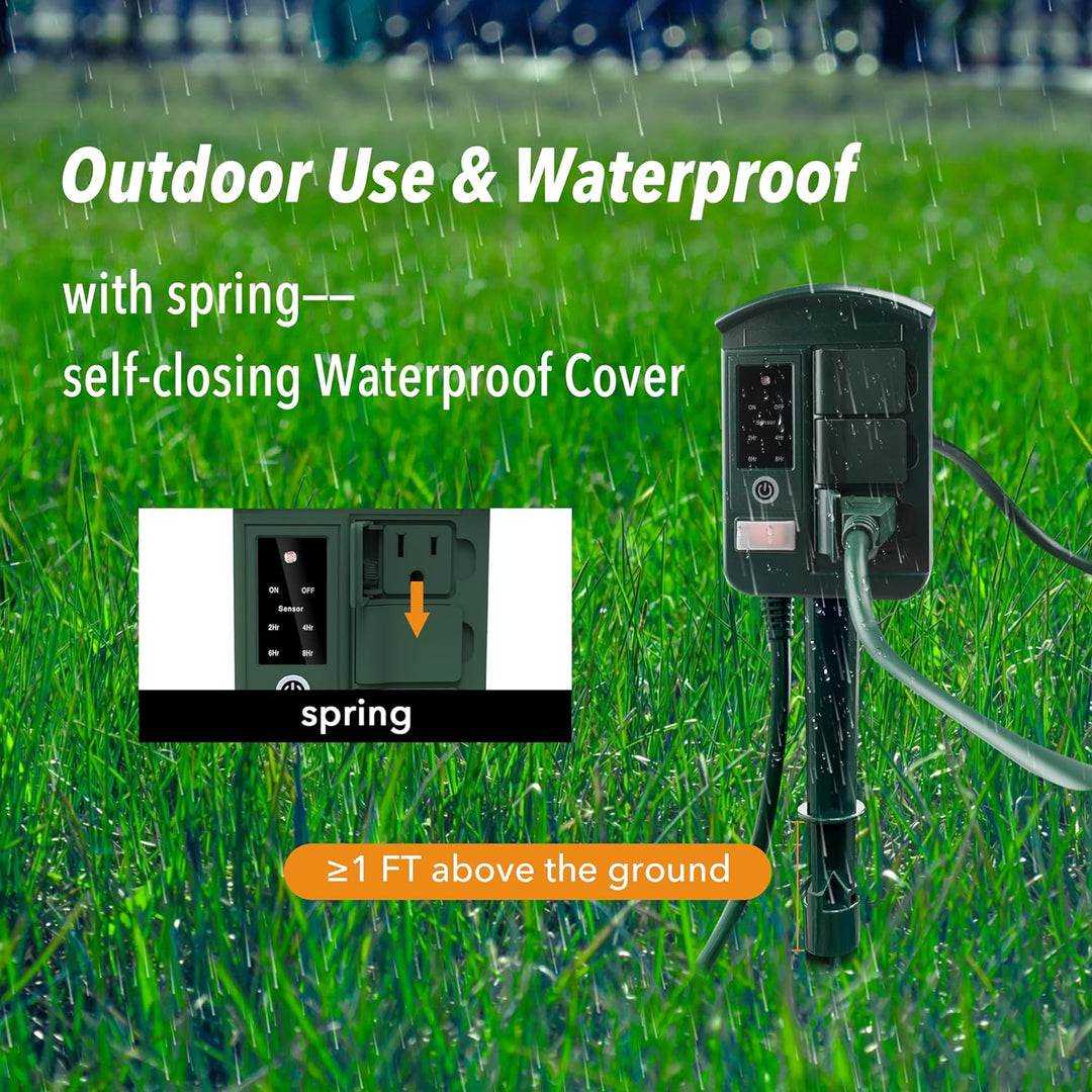 Remote Control Outdoor Power Stake Timer Waterproof Power Strip 6 Grou ...