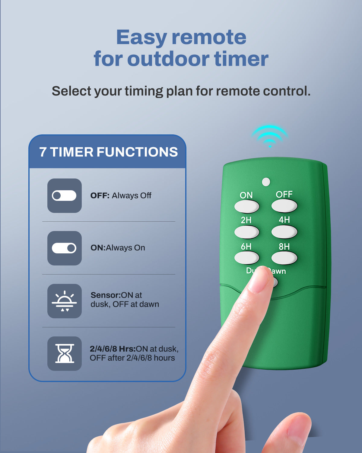 Outdoor Multi Socket Timer Yard Stake with Photocell Countdown Timer and Remote Control BN-LINK - BN-LINK