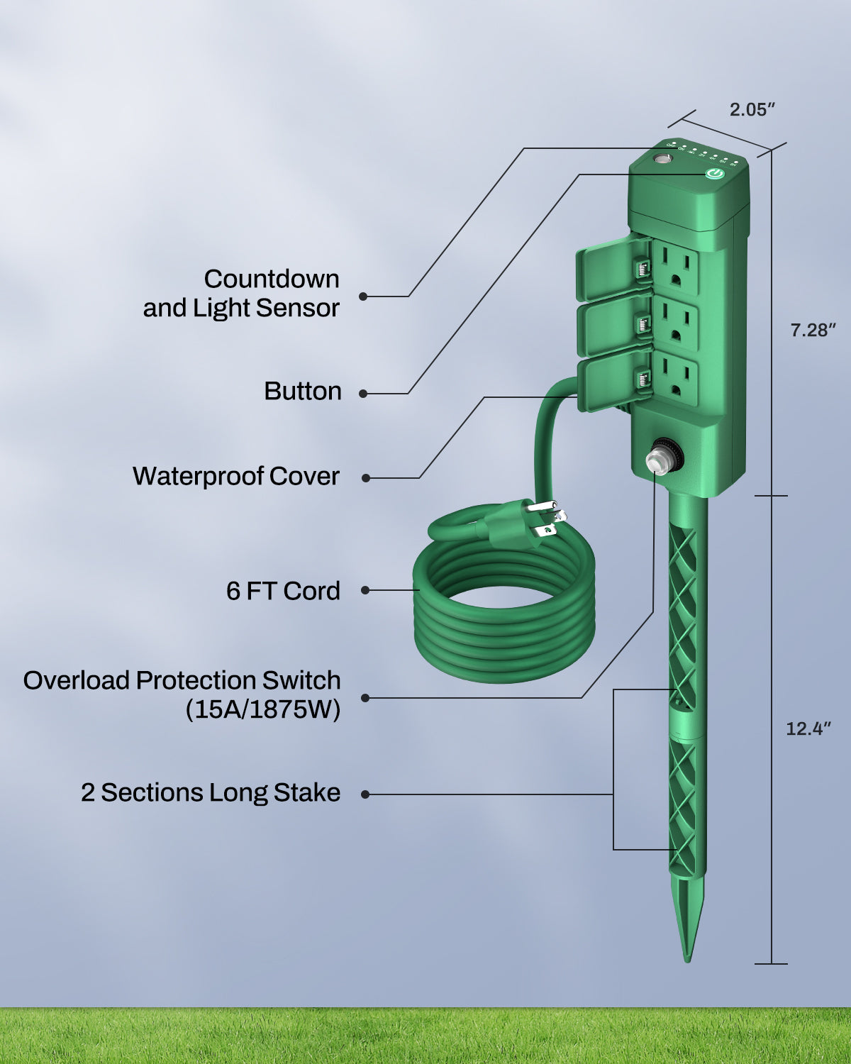 Outdoor Multi Socket Timer Yard Stake - Thumbnail 4
